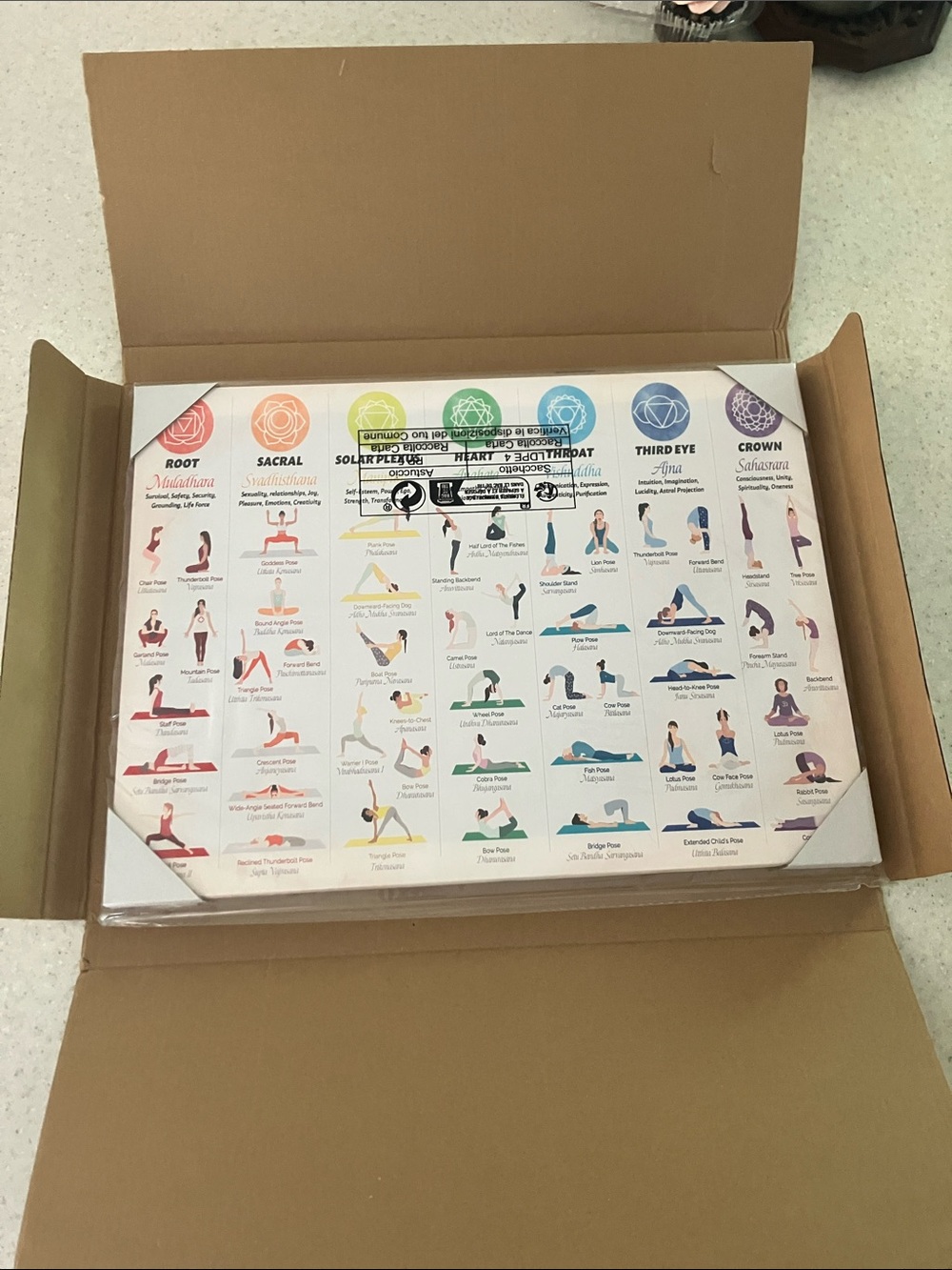 Chakra Yoga Pose Canvas 16"x12" - Instruction Chart READY TO HANG OR GIFT